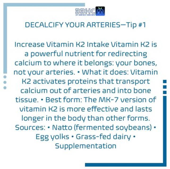 Does vitamin k2 decalcify arteries?