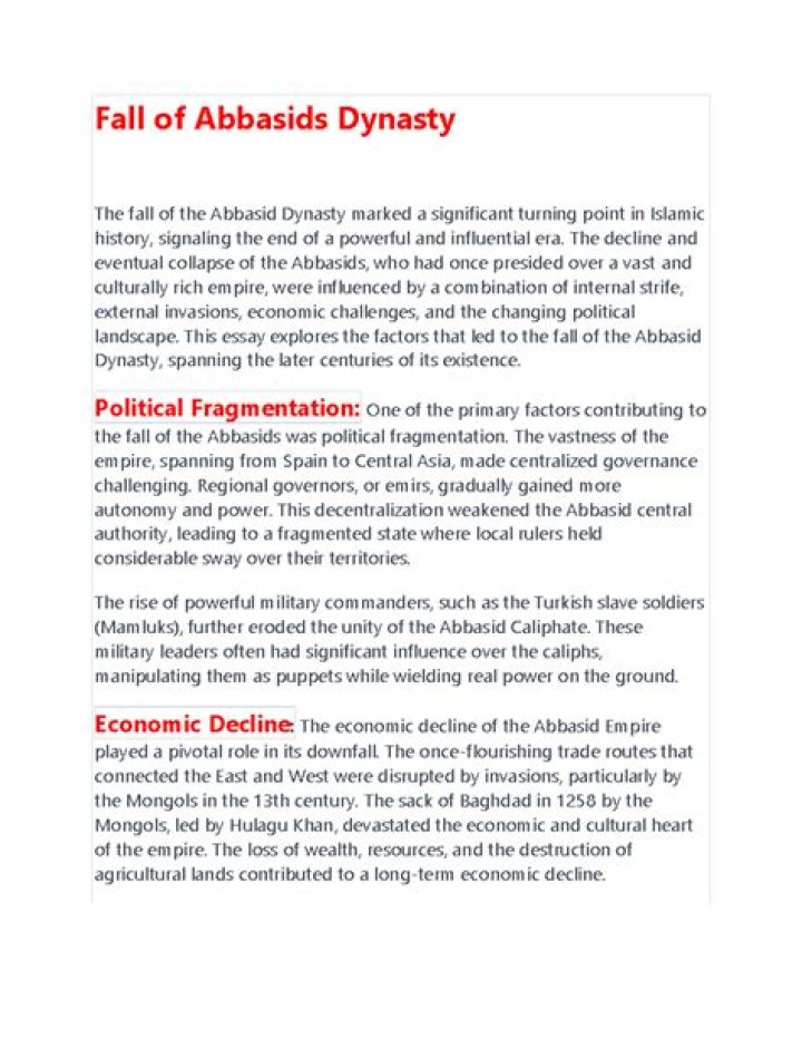 How did abbasid dynasty fall?