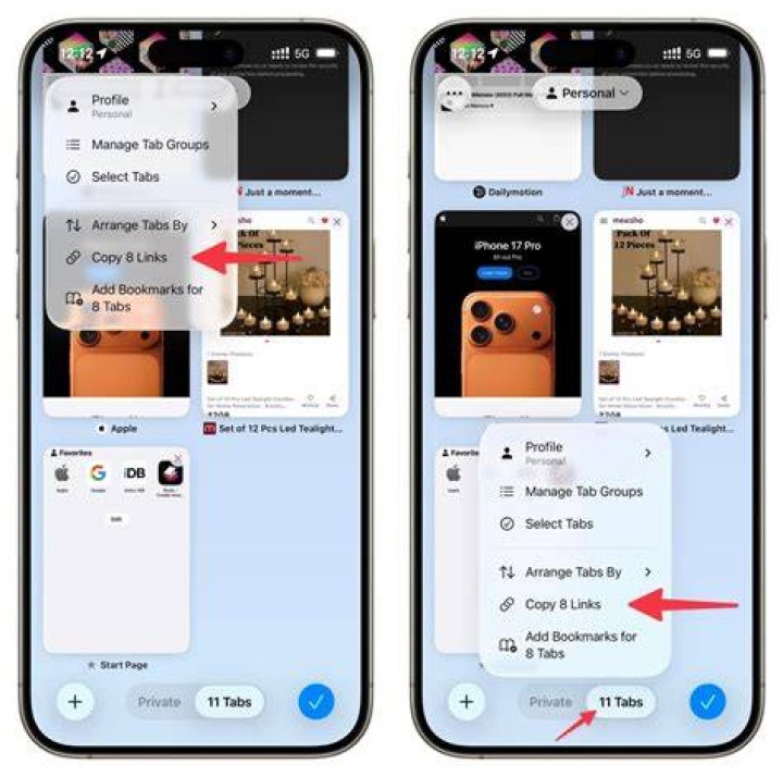 How do I copy all links in tabs?