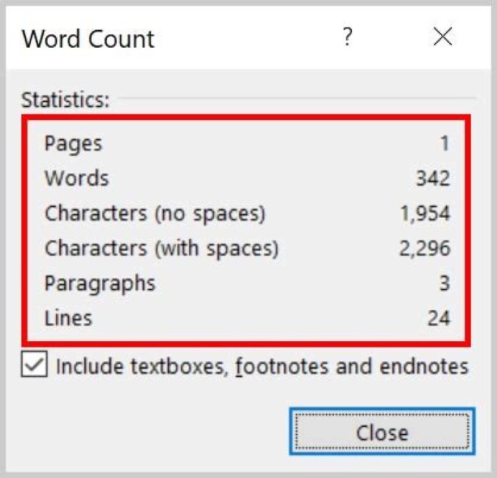 How do I exclude footnotes from word count in pages?