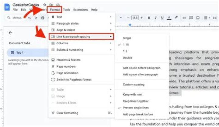How do you check spacing on Google Docs?