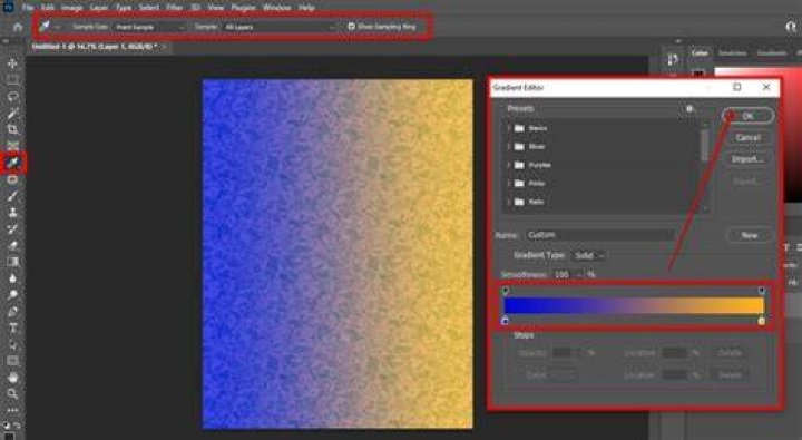 How do you make a gradient texture in Photoshop?