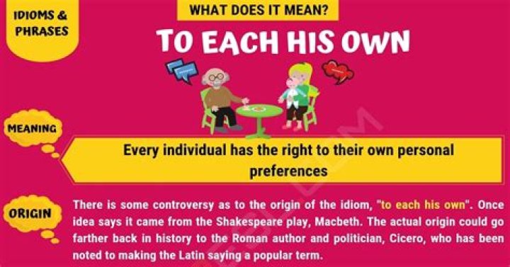 Is it to each its own?