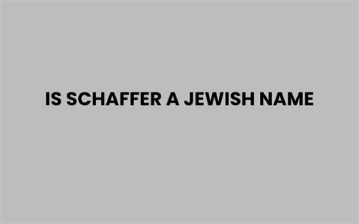 Is schaffer a jewish name?