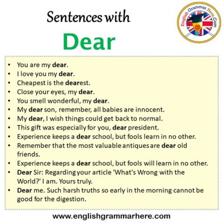 One sentence on dearly?