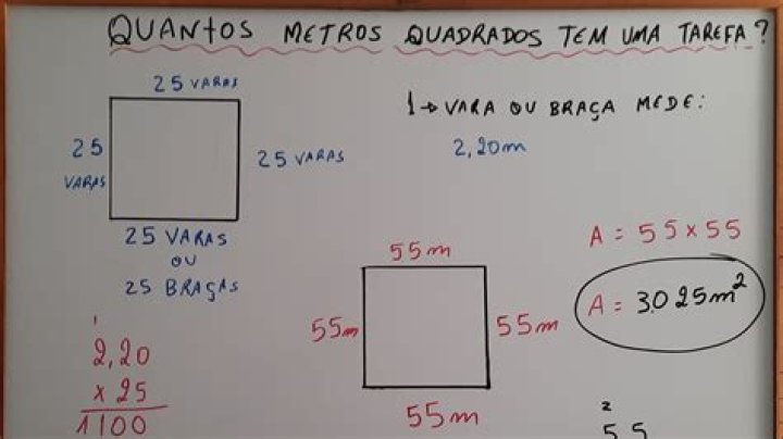 Quantos metros quadrados tem uma tarefa?