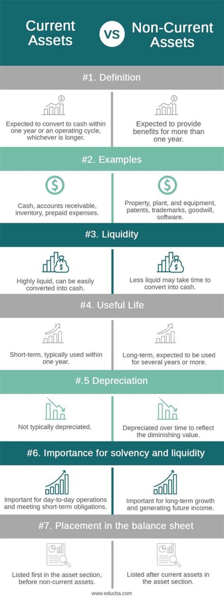 What are noncurrent and current assets?