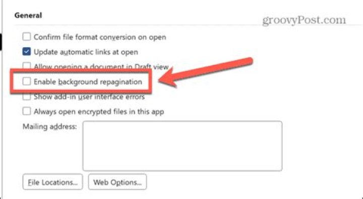 What does enable background repagination mean?