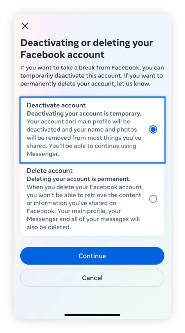 What is deactivating facebook?