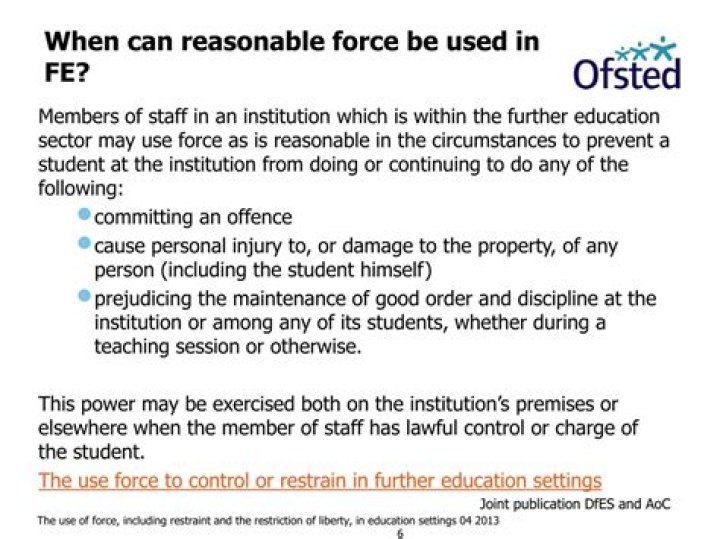 When can reasonable force be used?