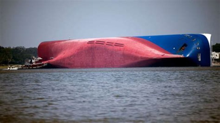 Where is the capsized cargo ship?