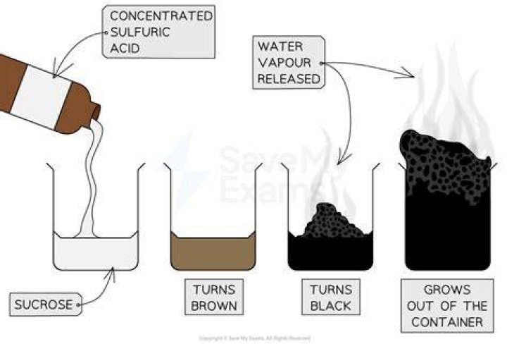 Which substance chars when warmed with conc. h2so4?